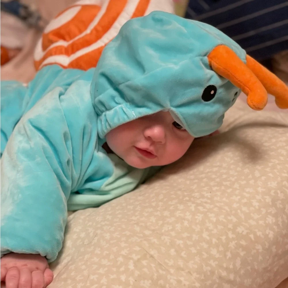 Turquoise & Orange Snail Baby Costume Size 6-12 Months